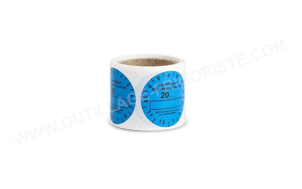 Rouleau de 100 étiquettes de contrôle étanchéité - Bleu - Equipement  reconnu étanche