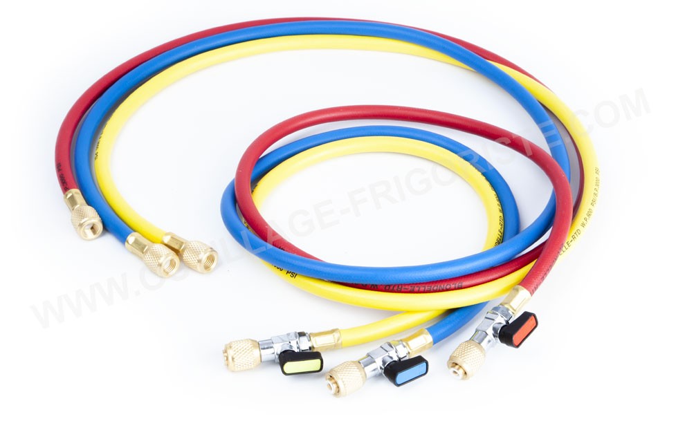 Jeu de flexibles + vannes Blondelle T3BA 1/4" - 1/4" 150 cm + Joints Téflons Présentation