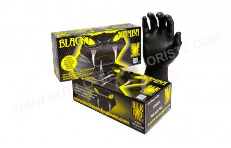 Gants BLACK MAMBA BLK Nitrile non poudré Noir Multi Taille de 6 à 12 x100 Présentation